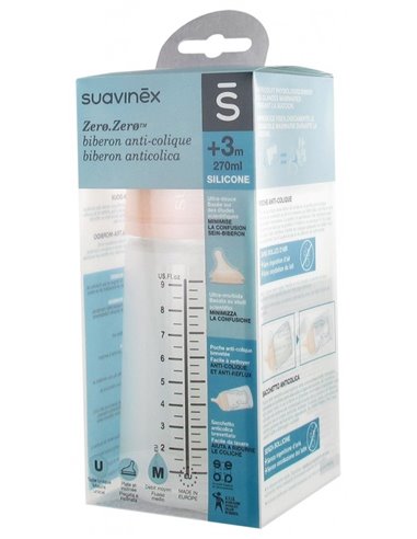 Biberon Zero Antic B/Ancha Sili Flujo Medio 270Ml de Suavinex