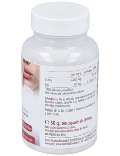 L-Lisina con zinc cápsulas 480mg, bote 100 und. de Raab Vitalfood