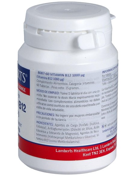 Vitamina B12 1000 µg 60 Tabs. de Lamberts