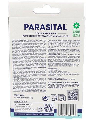 Parasital Collar Antiparasitario Perros Peq/Med de Zotal Vet