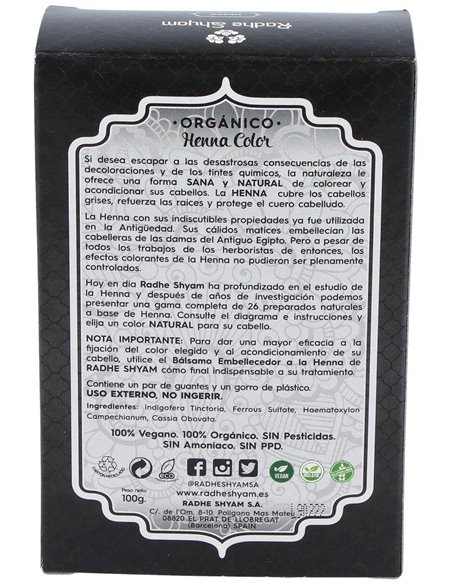 Henna Polvo Negro 100Gr. de Radhe Shyam