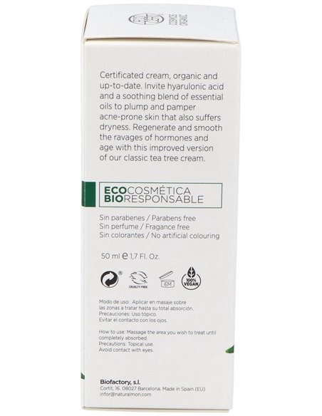 Crema Facial Arbol Del Te Y Ac. Hialur. 50Ml. Bio de Mondeconatur