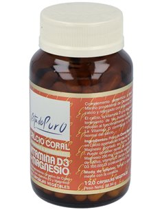 Calcio Coral+Vit D3+Mg 120Cap. Estado Puro de Tongil