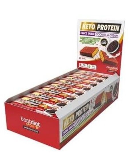 Choco Snack Cookies-Cream Barritas Protein 24Uds. de Keto Protein
