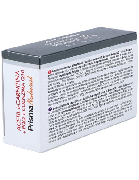 Acetil L-Carnitina+Pqq+Coenzima Q10 60 Cap   de Prisma Natural