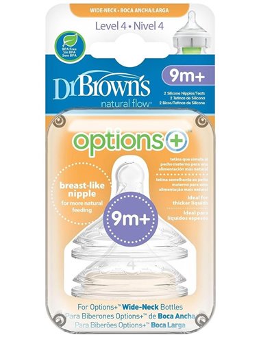 Tetina Options B/Ancha Sili Redon N4 +9M 2Un de Dr. Brown´S