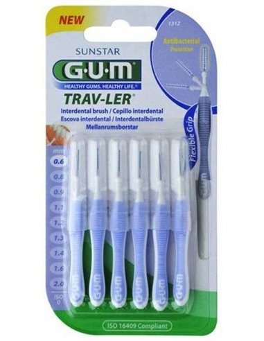 Cepillo Interdental Trav-Ler 0.6Mm 6Un Azul Claro de Gum