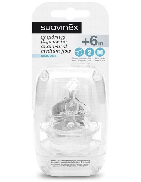 Tetina Silicona Anatómico Flujo M T/2 +6M 2 Unid de Suavinex