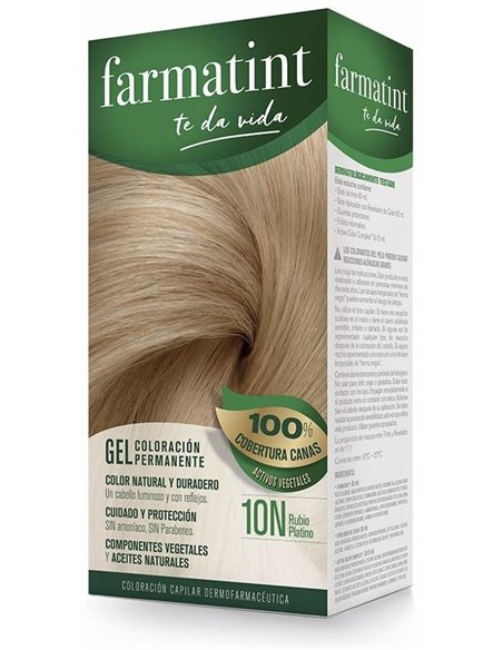Farmatint Gel 10N Rubio Platino 135 Mililitros Farmatint