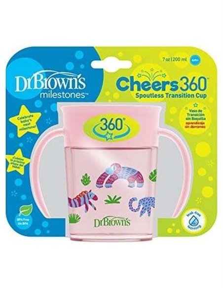 Vaso 360 S/ Boquilla Rosa C/ Asas 200Ml de Dr. Brown´S