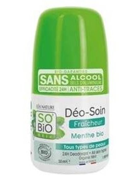 Desodorante Frescor 24H Menta Roll-On 50Ml. de So´Bio Etic