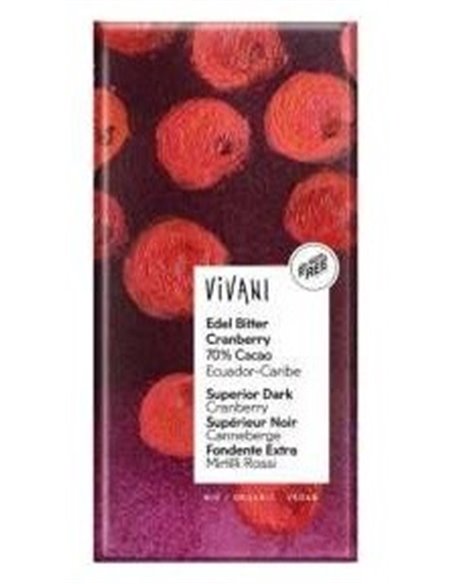 Chocolate Negro Superior 70% Arandanos 100Gr Vegan de Vivani