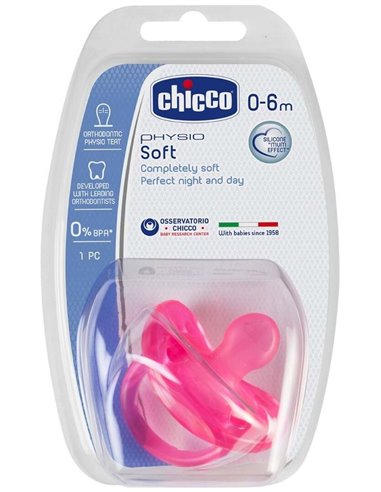 Chupete Physio Soft Silicona Anat Rosa 0-6 1Un Chicco