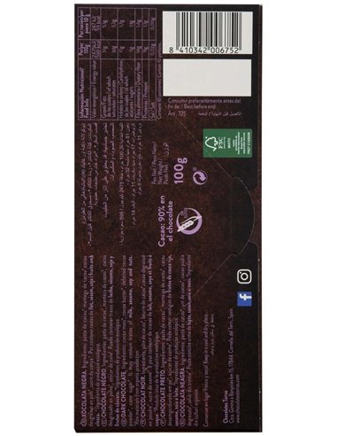 Chocolate Negro 90% Criollo Forastero 100G Bio Sg de Torras