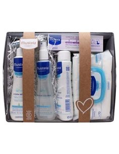 Canastilla Gris Leche Corp+Colonia+Gel+Crema+Toall de Mustela