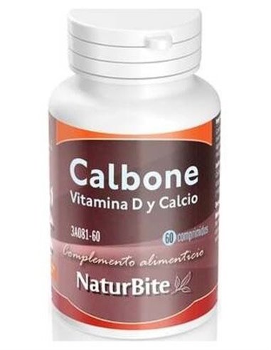 Calbone - Calcio con vitaminas D3 y K1, 60 Comp. de NaturBite