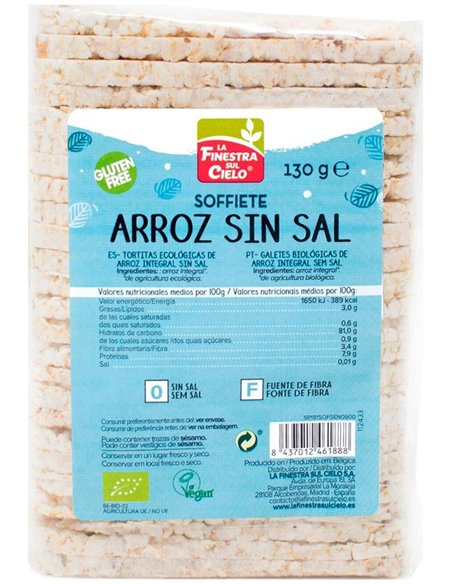 Tortitas De Arroz 130Gr. Bio S/Sal de La Finestra Sul Cielo