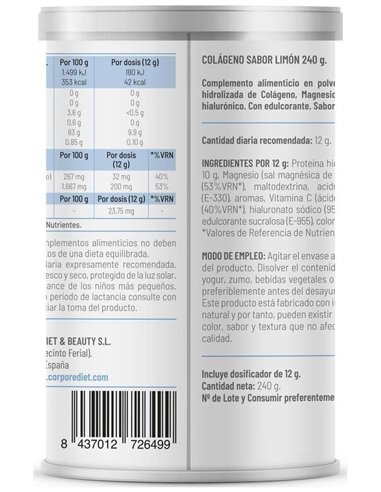 Corpore Basics Colagen Pro Colagen+Mg+Vit C 240Gr. de Corpore Diet