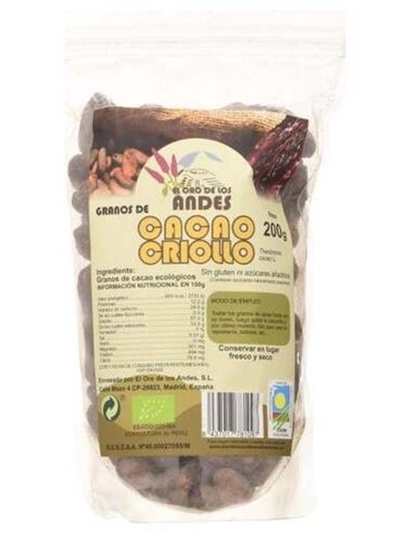 Cacao Criollo En Grano 200Gr. Eco de El Oro De Los Andes