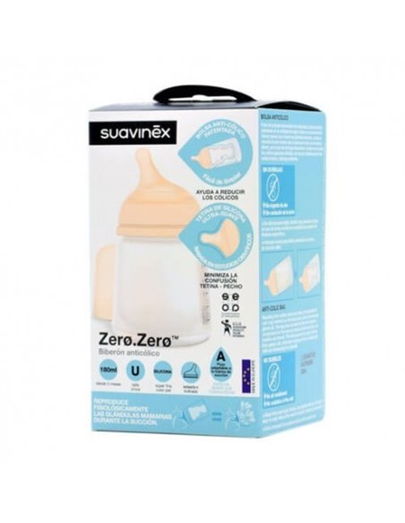Biberon Zero Antic B/Ancha Sili Flujo Adap 180Ml de Suavinex