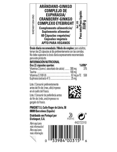 Bilberry Ginkgo Eyebright 60Cap. de Solgar