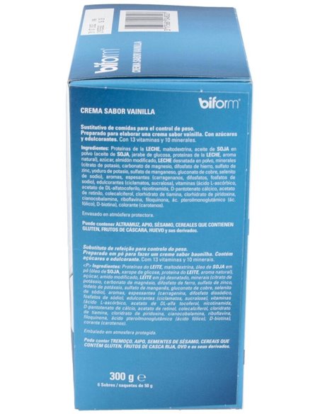 Crema Vainilla  Envase 6 Sobres(6 Comidas) de Biform®
