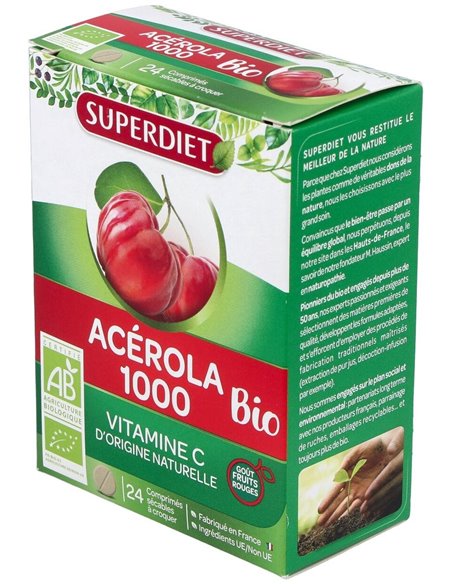 Acerola Bio 1000 24Comp.Masticables de Superdiet