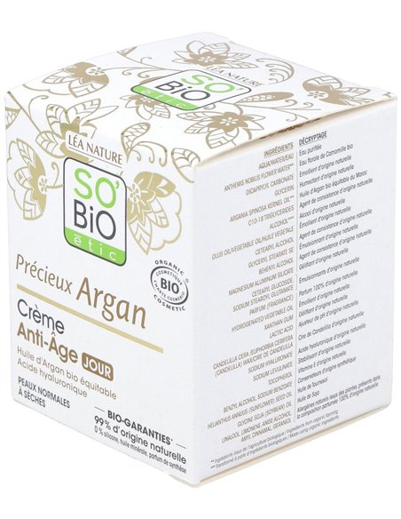 Crema De Dia Antiedad Hialuronico-Argan 50Ml. Bio de So´Bio Etic