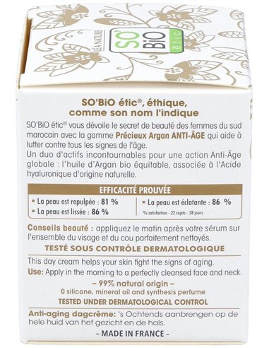 Crema De Dia Antiedad Hialuronico-Argan 50Ml. Bio de So´Bio Etic