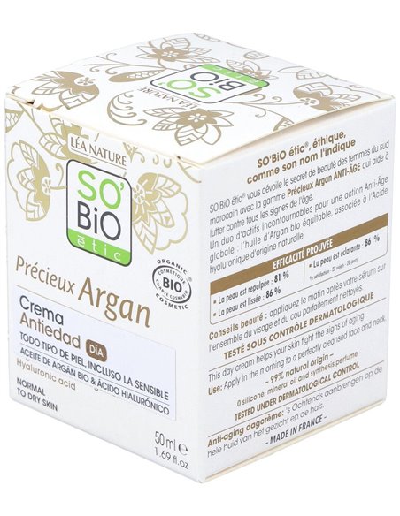 Crema De Dia Antiedad Hialuronico-Argan 50Ml. Bio de So´Bio Etic