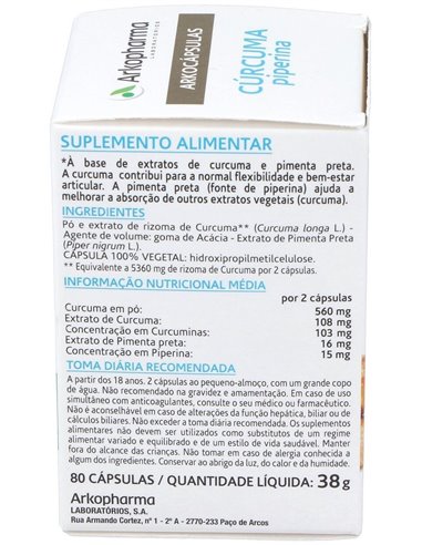 Curcuma 80Arkocapsulas. Bio de Arkopharma