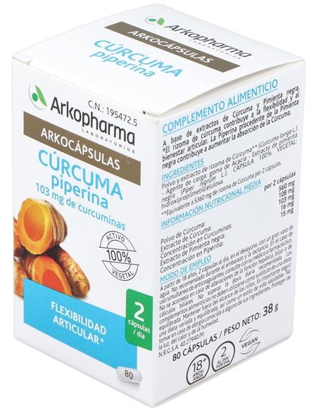 Curcuma 80Arkocapsulas. Bio de Arkopharma