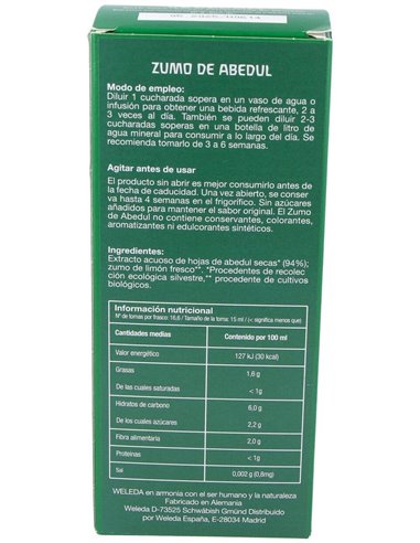 Zumo (Jugo) De Abedul Weleda 250 Ml. de Weleda