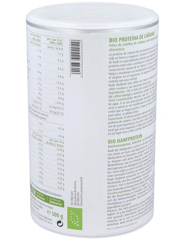 Proteina De Cañamo Natural 500Gr. Bio Sg Vegan de Raab Vitalfood