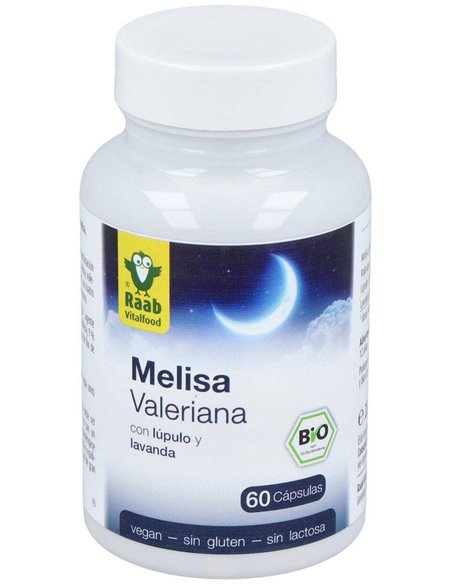 Melisa Valeriana con lupulo y lavanda cápsulas 480mg, bote 60ud de Raab Vitalfood