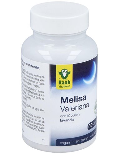 Melisa Valeriana con lupulo y lavanda cápsulas 480mg, bote 60ud de Raab Vitalfood