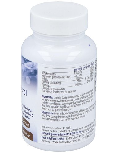 Resveratrol Con Opc 90Cap. Sg Vegan de Raab Vitalfood