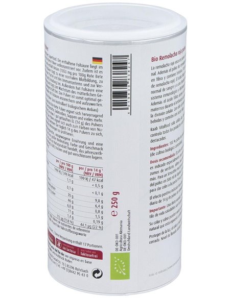 Remolacha Roja Polvo 250Gr. Bio Sg Vegan de Raab Vitalfood