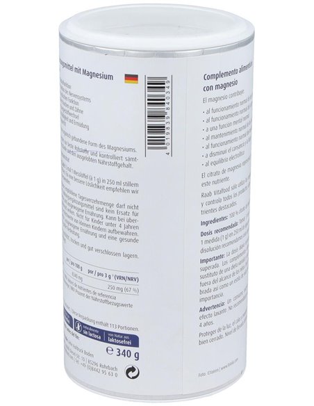 Citrato De Magnesio Polvo 340Gr. Sg Vegan de Raab Vitalfood