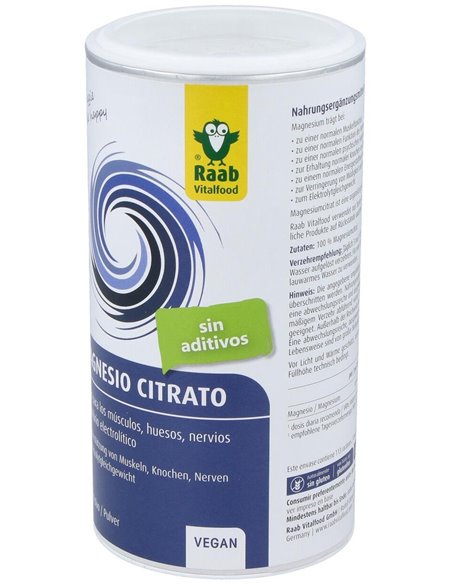 Magnesio Citrato polvo, bote 340g de Raab Vitalfood