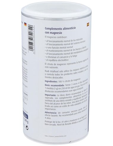 Citrato De Magnesio Polvo 340Gr. Sg Vegan de Raab Vitalfood