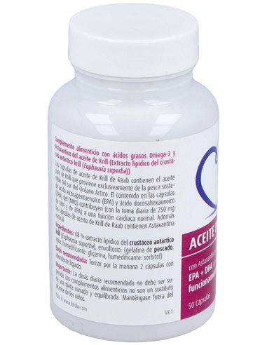 Aceite de Krill forte, 50 cápsulas de Raab Vitalfood