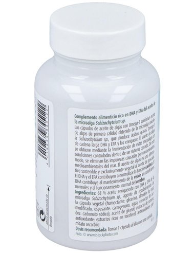 Aceite de alga Omega 3 vegetal, cápsulas 1183 mg, bote 30ud de Raab Vitalfood