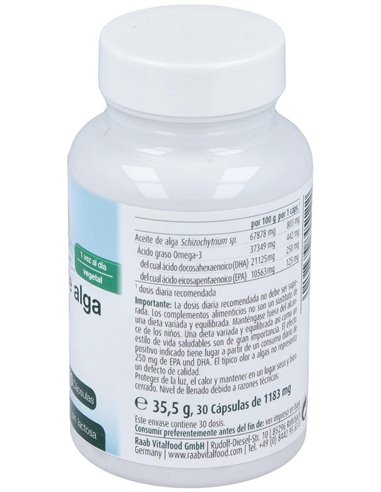 Aceite De Alga Omega 3 1183Mg 30Cap. Sg Vegan de Raab Vitalfood