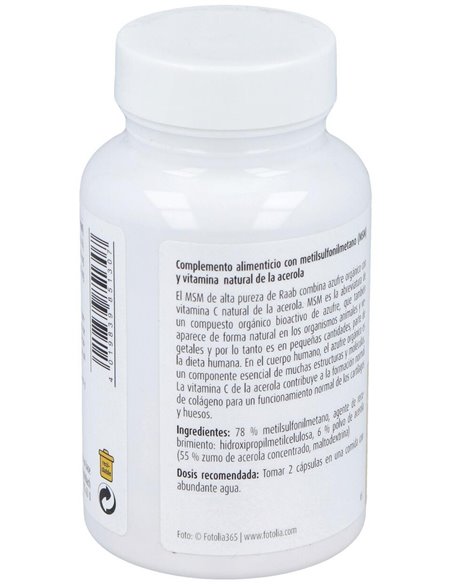 MSM con vitamina C cápsulas 630mg, bote 90ud de Raab Vitalfood