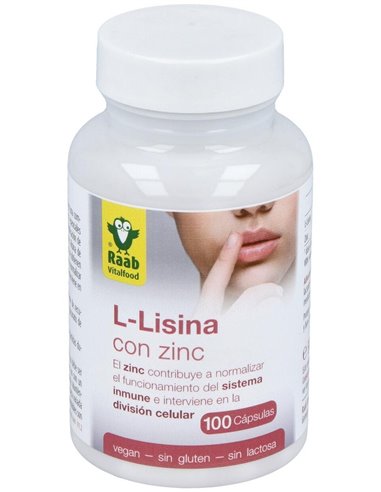 L-Lisina con zinc cápsulas 480mg, bote 100 und. de Raab Vitalfood