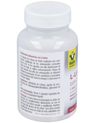L-Lisina Con Zinc 100Cap. Sg Vegan de Raab Vitalfood