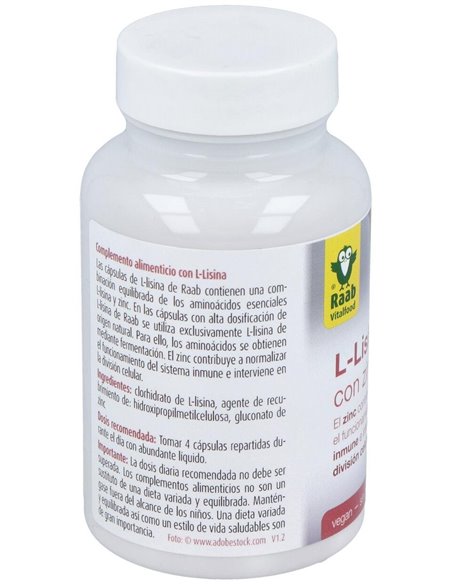 L-Lisina Con Zinc 100Cap. Sg Vegan de Raab Vitalfood