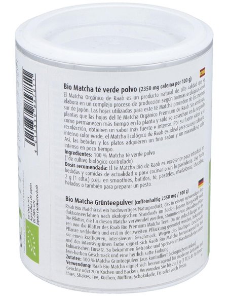 Té verde Matcha Bio cocina, 100g de Raab Vitalfood