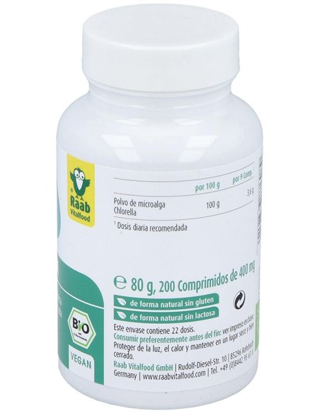 Alga Chlorella 200Comp. Bio Sg  Vegan de Raab Vitalfood